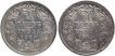 Silver Quarter Rupee Coins of Victoria Queen of Calcutta Mint of 1875.