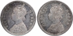 Silver Quarter Rupee Coins of Victoria Queen of Calcutta Mint of 1875.