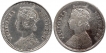 Silver Quarter Rupee Coins of Victoria Empress of Calcutta and Bombay Mint of 1884.