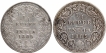 Silver Quarter Rupee Coins of Victoria Empress of Calcutta and Bombay Mint of 1885.