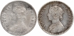 Silver Quarter Rupee Coins of Victoria Empress of Calcutta and Bombay Mint of 1885.