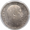 Silver Half Rupee Coin of King Edward VII of Bombay Mint of 1907.