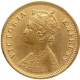 Gold One Mohur Coin of Victoria Empress of Calcutta Mint of 1889.