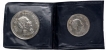 Copper Nickel Fifty Paise and Five Rupees Coin Set of Indira Gandhi of Kolkata and Bombay Mint of Republic India of 1985.