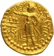 Gold One Quarter Dinar Coin of Huvishka of Kushan Dynasty of Mitra type.