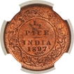 Copper Half Pice Coin of Victoria Empress of Calcutta Mint of 1897.