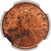 Copper One Quarter Anna Coin of Victoria Empress of Calcutta Mint of 1887.