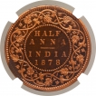 Copper Half Anna Coin of Victoria Empress of Calcutta Mint of 1878.