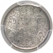 Silver Two Annas Coin of Victoria Queen of Calcutta Mint of 1862.