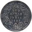 Silver Two Annas Coin of Victoria Empress of Bombay Mint of 1883.