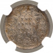 Silver Two Annas Coin of Victoria Empress of Calcutta Mint of 1885.