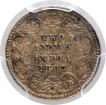 Silver Two Annas Coin of Victoria Empress of Calcutta Mint of 1897.