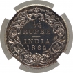 Silver Quarter Rupee Coin of Victoria Queen of Bombay Mint of 1862.