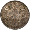 Silver Quarter Rupee Coin of Victoria Queen of Calcutta Mint of 1874.