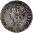 Silver Quarter Rupee Coin of Victoria Empress of Bombay Mint of 1881.