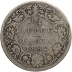 Silver Quarter Rupee Coin of Victoria Empress of Bombay Mint of 1882.