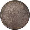 Silver Quarter Rupee Coin of Victoria Empress of Calcutta Mint of 1885.