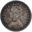 Silver Quarter Rupee Coin of Victoria Empress of Calcutta Mint of 1886.