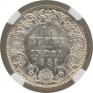 Silver Quarter Rupee Coin of Victoria Empress of Bombay Mint of 1889.