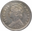 Silver Quarter Rupee Coin of Victoria Empress of Calcutta Mint of 1890.