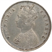 Silver Half Rupee Coin of Victoria Empress of Calcutta Mint of 1877.