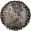 Silver Half Rupee Coin of Victoria Empress of Bombay Mint of 1882.