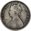 Silver Half Rupee Coin of Victoria Empress of Bombay Mint of 1885.