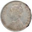 Silver One Rupee Coin of Victoria Empress of Bombay Mint of 1877.