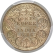 Silver One Rupee Coin of Victoria Empress of Bombay Mint of 1884.