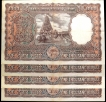 Rare One Thousand Rupees 4 Bank Notes Signed by N.C. Sengupta of Bombay Circle of Republic India of 1975.