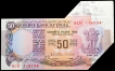Unusual Paper Cutting and Extra Paper Error  Fifty Rupees Bank Note signed by R.N. Malhotra.