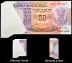 Extremely Rare Paper flip folding Error Fifty Rupees Bank Note signed by S. Venkitaramanan.