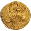 Gold Dinar Coin of Samudragupta of Gupta Dynasty of King and Queen type.