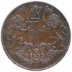 Copper One Quarter Anna Coin of East India Company of Bombay Mint of 1835.