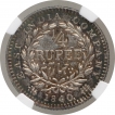 Silver Quarter Rupee Coin of Victoria Queen of Calcutta Mint of 1840.