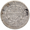 Silver Quarter Rupee Coin of Victoria Queen of Madras Mint of 1840.