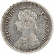 Silver Quarter Rupee Coin of Victoria Empress of Bombay Mint of 1881.