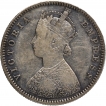 Silver Half Rupee Coin of Victoria Empress of Bombay Mint of 1884.