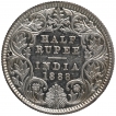 Silver Half Rupee Coin of Victoria Empress of Calcutta Mint of 1888