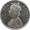 Silver Half Rupee Coin of Victoria Empress of Calcutta Mint of 1888