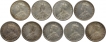 Silver Half Rupee Coins of King George V of Bombay and Calcutta Mint of Different Years.