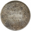 Silver One Rupee Coin of Victoria Queen of Bombay Mint of 1862.