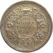 Silver One Rupee Coin of King George VI of Bombay Mint of 1945.