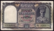 Ten Rupees Bank Note of King George VI Signed by C. D. Deshmukh of 1944.