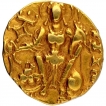 Extremely Rare Gold Dinar Coin of Samudragupta of Gupta Dynasty of King and Queen type.