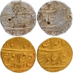 Two Different metal Silver One Rupee & Gold Mohur Coin  of Jahandar Shah of Parenda Mint.