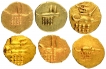 Gold Six Different Variety Fanam Coins of South India.