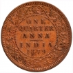 Copper One Quarter Anna Coin of Victoria Empress of Calcutta Mint of 1879.