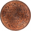 Copper One Quarter Anna Coin of Victoria Empress of Bombay Mint of 1882.