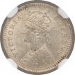 Silver Two Annas Coin of Victoria Empress of Calcutta Mint of 1881.